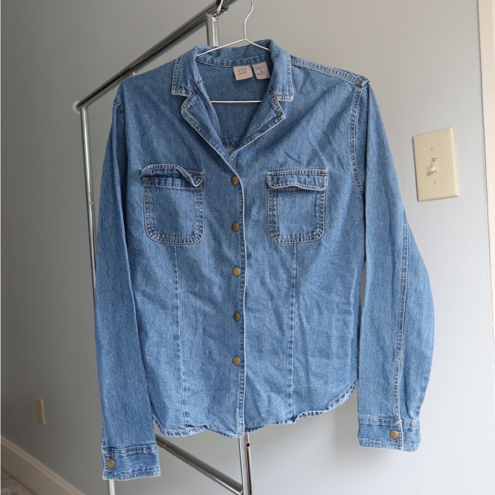 Blue Denim Button-Up‎ Shirt